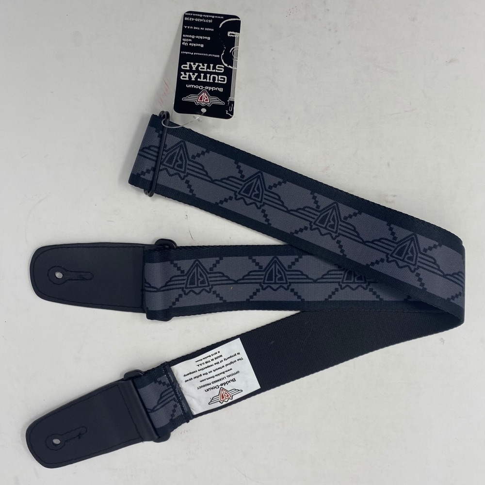 Buckle-Down Guitar Strap Grey Black Wing Logo Adjustable Made in USA New F36